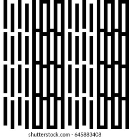 Vector seamless pattern. Alternating background, figurative design with striped black white lines. Backdrop, texture with mechanical geometry. Vertical industrial tile, lattice, grille.