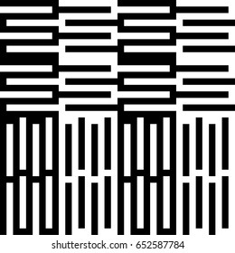 Vector seamless pattern. Alternating background, modern design template with striped curling black white lines. Backdrop, texture with optical illusion. Horizontal decoration in op art style.