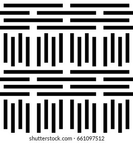 Vector seamless pattern. Alternating background, modern design template with striped curling black white lines. Backdrop, texture with optical illusion. Horizontal decoration in op art style.