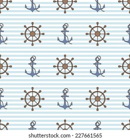 vector seamless pattern with anchor and helm
