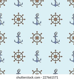 vector seamless pattern with anchor and helm