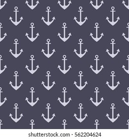 Vector seamless pattern with anchor. Symmetrical background, nautical theme. Graphic illustration Template for wrapping, backgrounds, fabric, prints, decor, surface