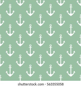 Vector seamless pattern with anchor. Symmetrical background, nautical theme. Graphic illustration. Template for wrapping, backgrounds, fabric, prints, decor, surface.