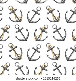 Vector seamless pattern with anchor for wrapping, postcards.wallpapers