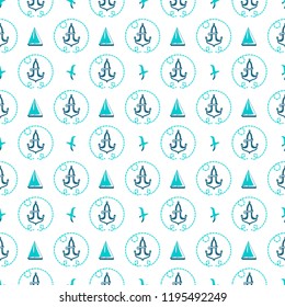 Vector Seamless pattern with anchors. Backgrounds of marine theme.