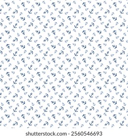 Vector seamless pattern with anchors and helms on the white background.