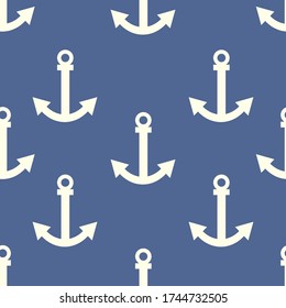 Vector Seamless Pattern of Anchors. Nautical Background.