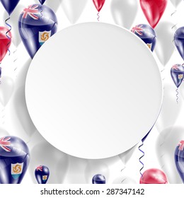 Vector seamless pattern with Anguilla flag on balloon. Celebration and gifts. Paper circle with festive balloons on a white background. Independence Day.