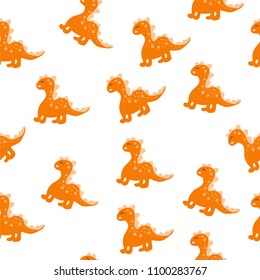 vector seamless seamless pattern with animal dinosaur small orange on white background for textiles and baby