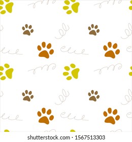 Vector seamless pattern with animal footprints. Can be used for wallpaper, web page background, surface textures.