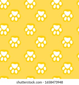 Vector seamless pattern with animal footprints. Can be used for wallpaper, web page background, surface textures.
