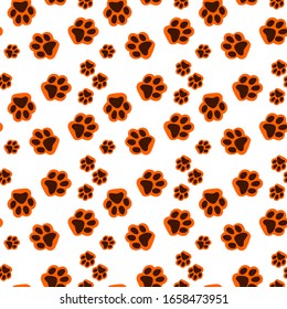 Vector seamless pattern with animal footprints. Can be used for wallpaper, web page background, surface textures.