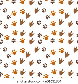 Vector seamless pattern with animal footprints. Can be used for wallpaper, web page background, surface textures.