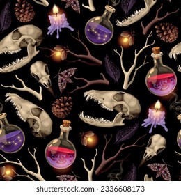 Vector seamless pattern with animal skulls