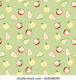 Vector seamless pattern with apple and pear