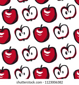 Vector seamless pattern with apples.