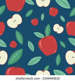 Vector seamless pattern with apples. Apple varieties, cripps pink, empire, fuji, gala, golden, granny smith, Mcintosh. Fruits in your garden. Handmade picture