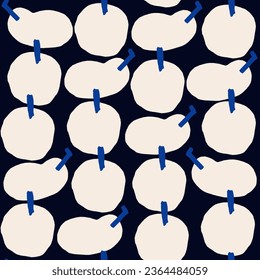 Vector seamless pattern with apples. 
Modern abstract design and trendy hand drawn print. 