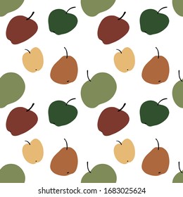 Vector seamless pattern apples and pears with on a white isolated background. For weight loss menu diets, restaurants, product design packaging for juices, jams, cosmetics, textiles, ojeda, wallpapers