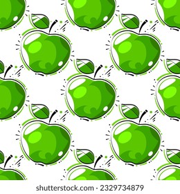 Vector seamless pattern with apples. Trendy hand drawn print. Modern abstract design for paper, cover, fabric, interior decor and other users.