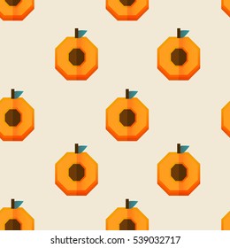 Vector seamless pattern with apricot half. Colorful fabric print for kitchen or other decor. Fashion background design with apricot fruit icon. 