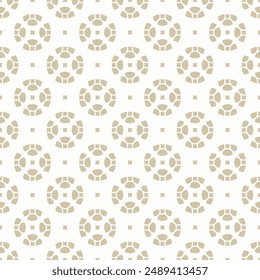 Vector seamless pattern in arabesque style. Gold and white ornament with abstract floral geometric shapes, grid, lattice. Elegant simple background. Golden luxury texture. Repeated modern geo design