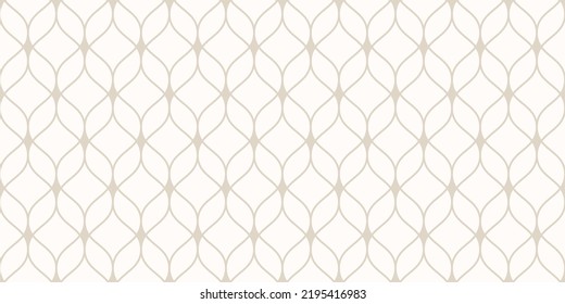 Patrón de vectores sin fisuras al estilo árabe. Sutil fondo gráfico abstracto con líneas onduladas finas, arcilla delicada. Textura blanca y beige de malla, encaje. Diseño minimalista de adornos orientales de lujo