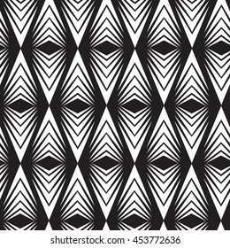 Vector seamless pattern with arrows. Abstract geometric monochrome background.Black and white