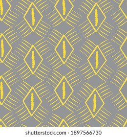 Vector seamless pattern, art deco style, colors 2021, ultimate grey, illuminating grey. Diamond shape,. regular.