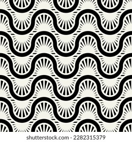 Vector seamless pattern. Art deco stylish texture. Repeating geometric tiles. Tileable wavy monochrome swatch.