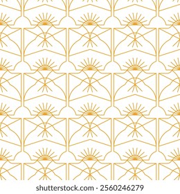 Vector seamless pattern in art deco retro style. Abstract golden nouveau background with elegant luxury geometric shapes for fashion, banner, print