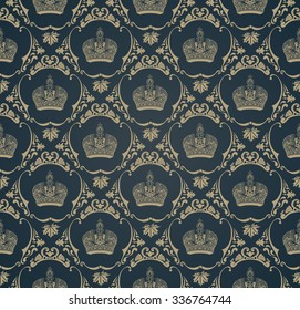 Vector seamless pattern with art ornament. Vintage elements for design in Victorian style. Ornamental lace tracery background. Ornate floral decor for wallpaper. Endless texture