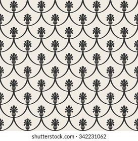 Vector seamless pattern with art ornament. Vintage elements for design in Victorian style. Ornamental lace tracery background. Ornate floral decor for wallpaper. Endless texture