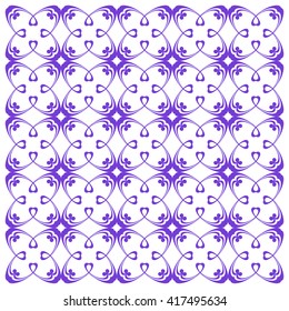 Vector seamless pattern with art ornament. Elements for design . Ornamental lace tracery background. Endless texture.Purple  white.