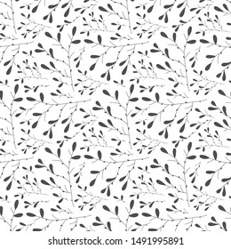 Vector seamless pattern. Artistic background with a floral pattern. Leaves, branches, flowers. Great design for any purpose. Simple scandinavian design. Nordic style.