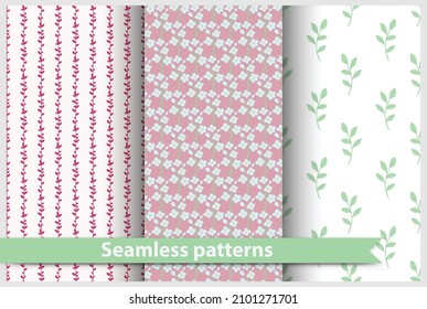 Vector seamless pattern. Artistic background with a floral pattern. Leaves, branches, flowers. Great design for any purpose. Simple scandinavian design. Nordic style.