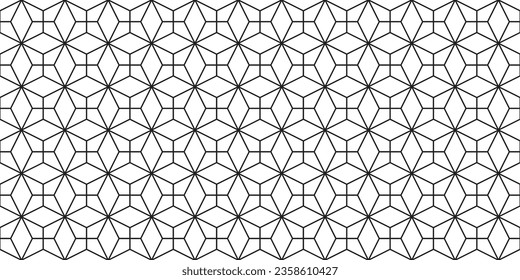 Vector seamless pattern. Asian vintage geometric texture. Digital black and white background idea. 
