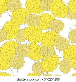 Vector seamless pattern with aspen leaves.