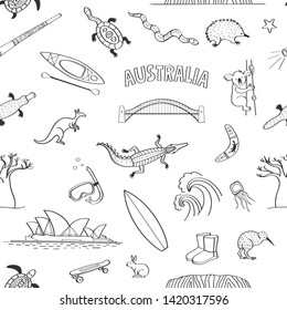 Vector seamless pattern Australia on a white background