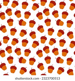 Vector seamless pattern of autumn acorns. Background for textile or book covers, wallpapers, design, graphic art, printing, hobby, invitation.