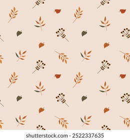 Vector seamless pattern with autumn colourful leaves. Foliage season wallpaper. repeat texture for textile or wrapping paper.