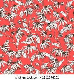 Vector seamless pattern with autumn flowers.