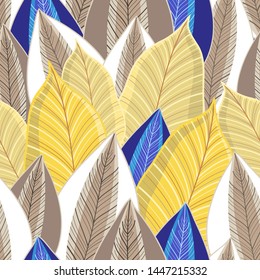 Vector seamless pattern of autumn golden leaves of different shades. Template for the design of wallpaper, fabric or web site.