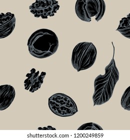 Vector seamless pattern of autumn pattern. Hand drawn vector illustration