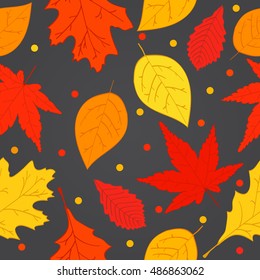  Vector a seamless pattern with autumn hands the drawn  with leaves.Design element for a banner, leaflets, the website, the label.