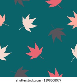 Vector seamless pattern. Autumn leaf design. fashion print cute style pastel color background.