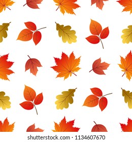 Vector seamless pattern with autumn leaves.