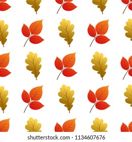 Vector seamless pattern with autumn leaves.