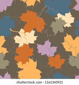 Vector seamless pattern of autumn leaves and flowers. Background for textile or book covers, wallpapers, design, graphic art, printing, hobby, invitation.