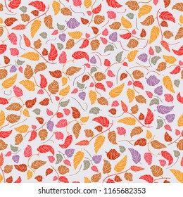 Vector seamless pattern of autumn leaves. Background for textile or book covers, wallpapers, design, graphic art, printing, hobby, invitation.
